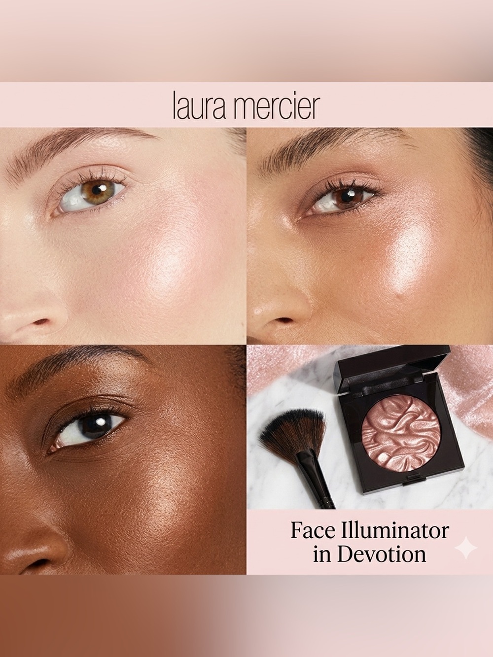 laura mercier Face Illuminator in Devotion -Shimmering Rose-Gold Highlighter new